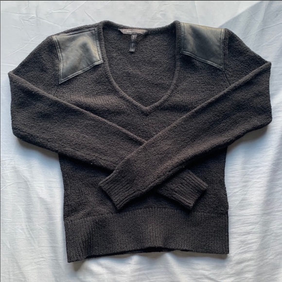BCBGMaxAzria Sweaters - BCBG MAXAZRIA Thick Leather Long Sleeve Top